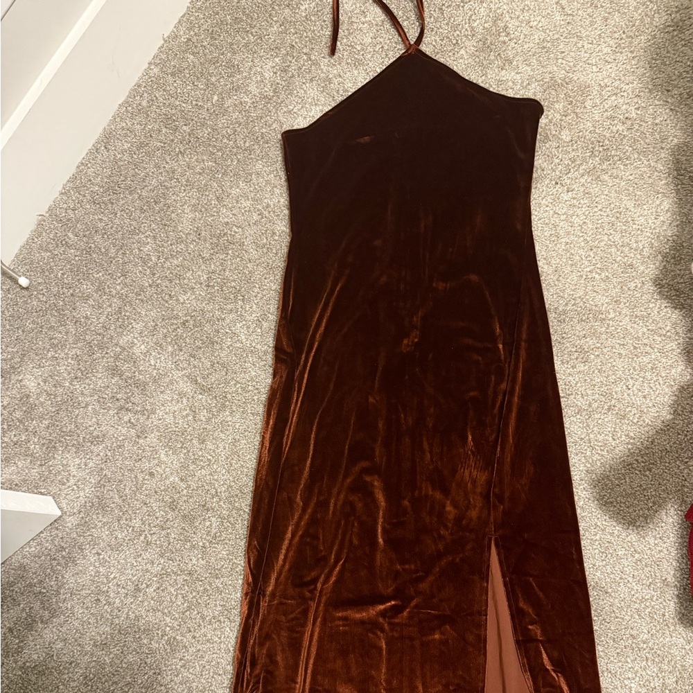 Elegant copper Velvet Dress
